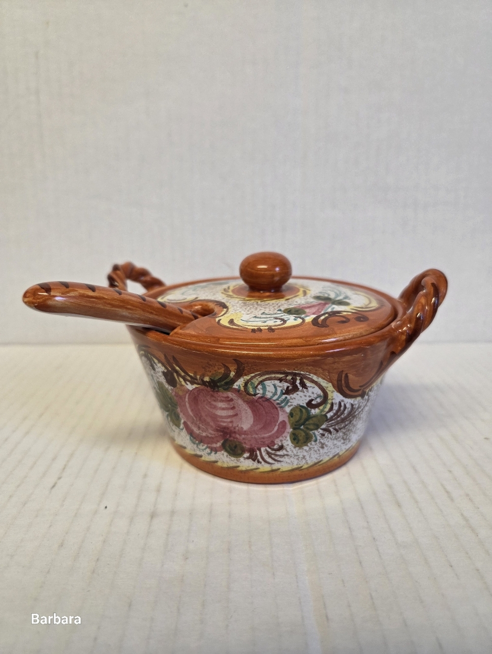 Vintage 50s-70s Marcucci Deruta Hand-painted Majolica Sugar/Parmesan Cheese Bowl